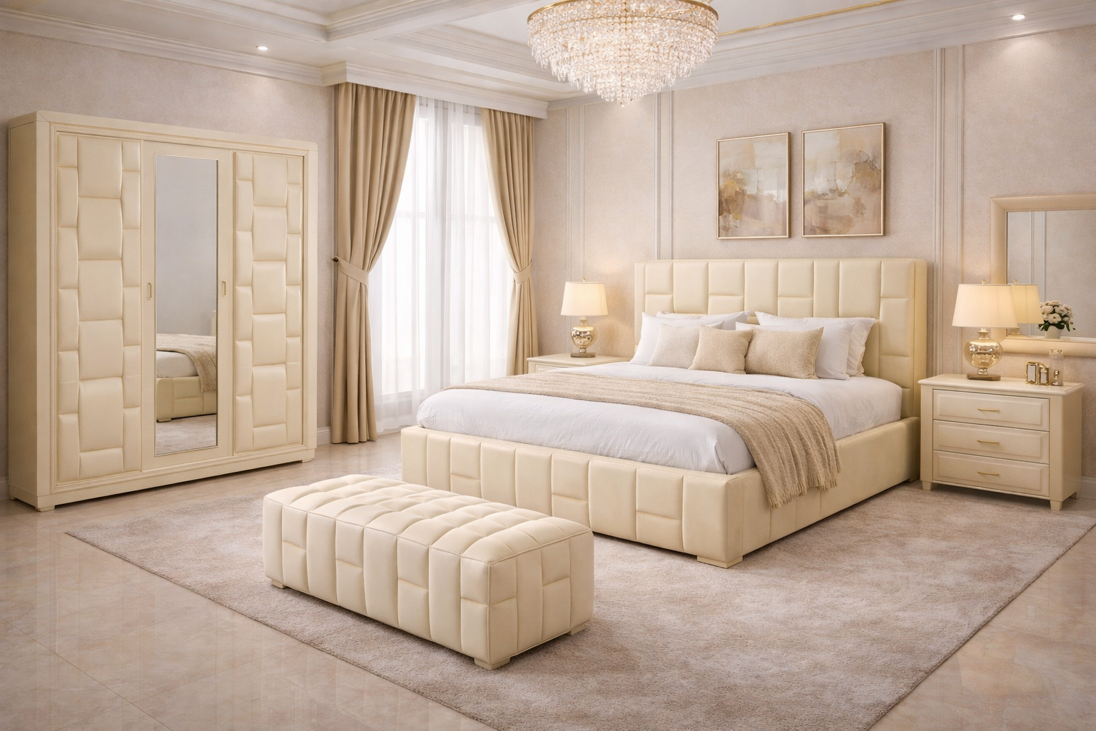 Luxor Tufted Velvet Bedroom Set