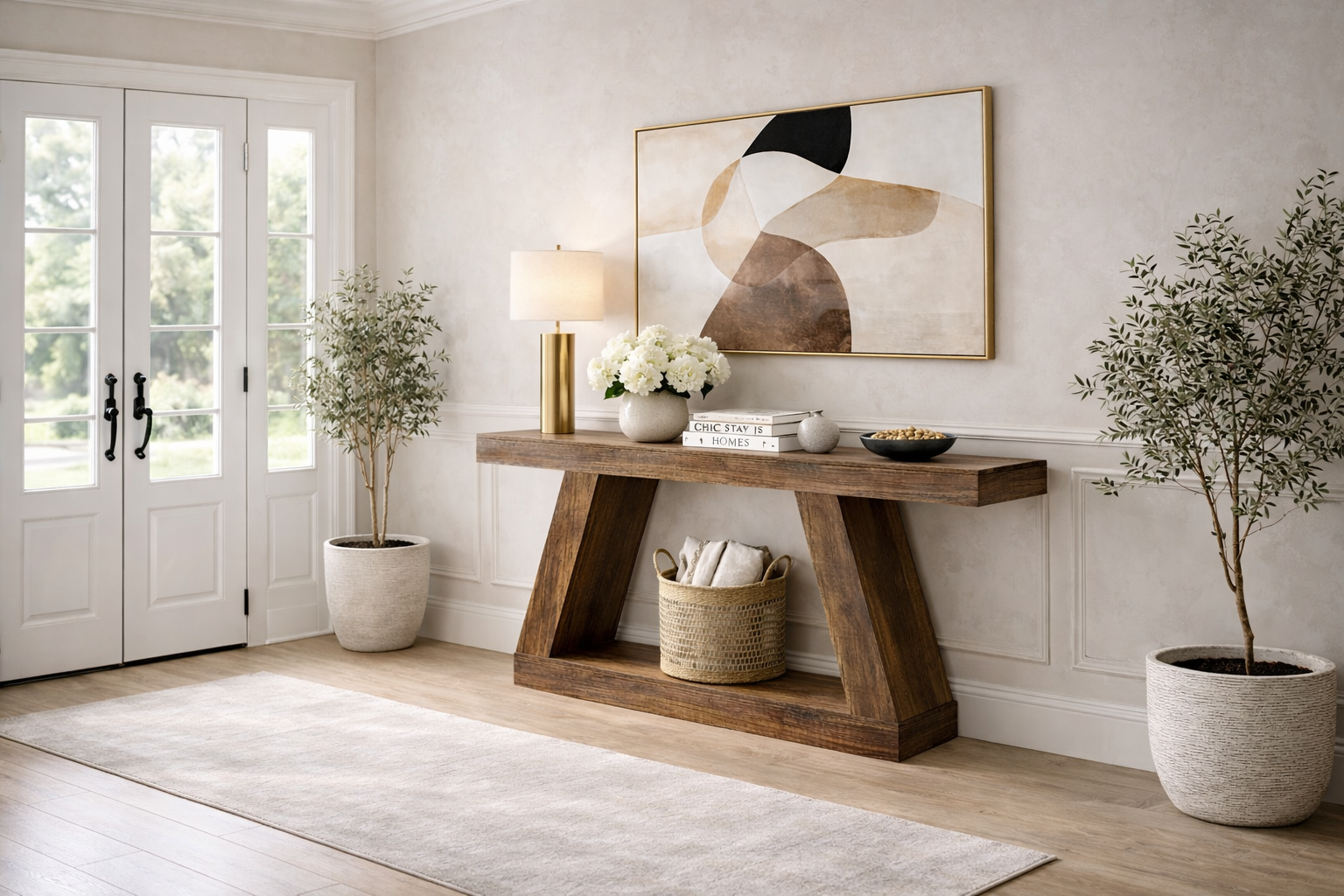 Rustic A-Frame Wooden Console Table