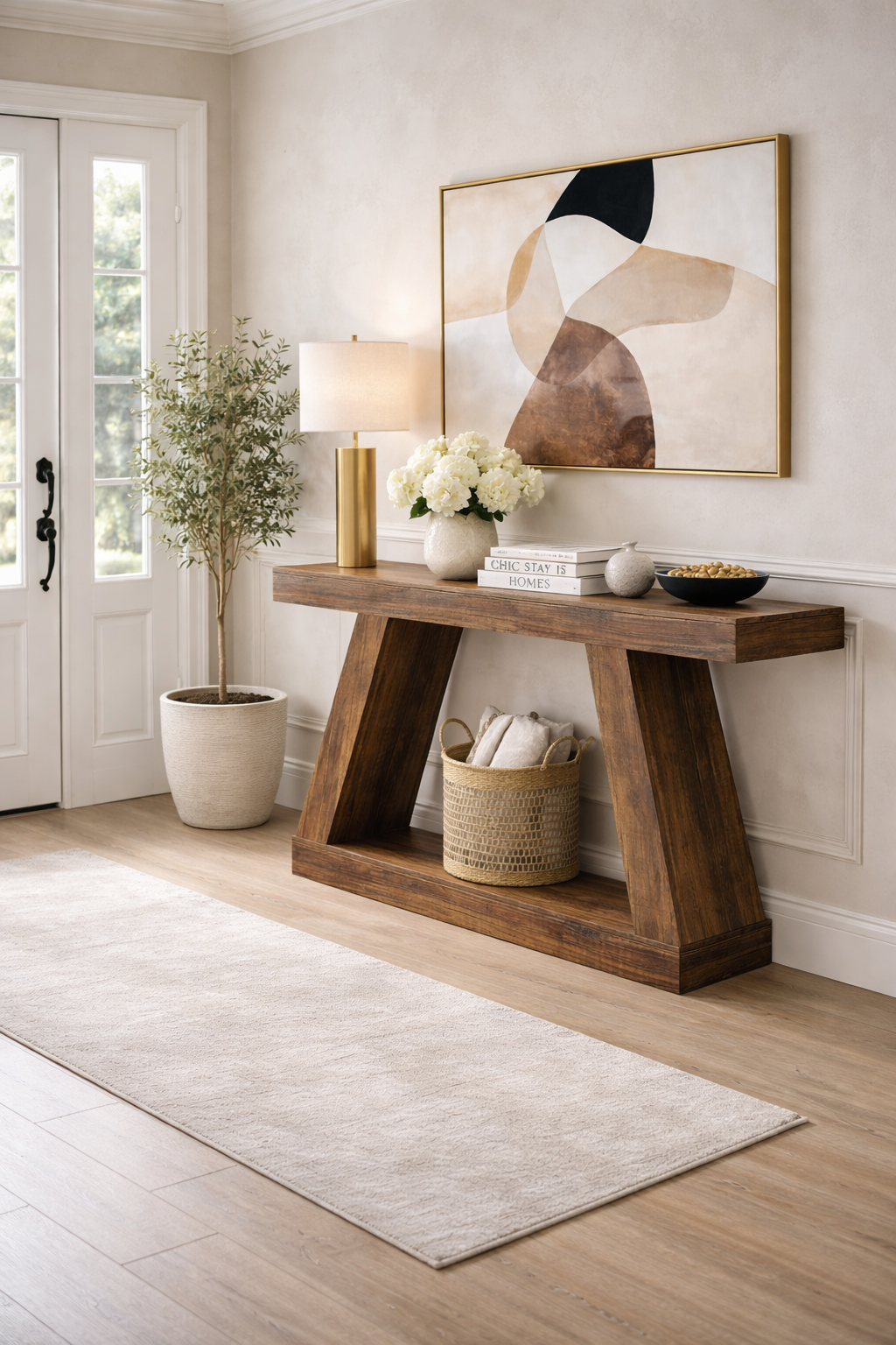 Rustic A-Frame Wooden Console Table - Image 2