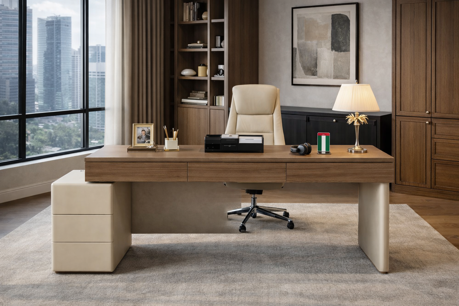 LuxeStone Executive Office Desk