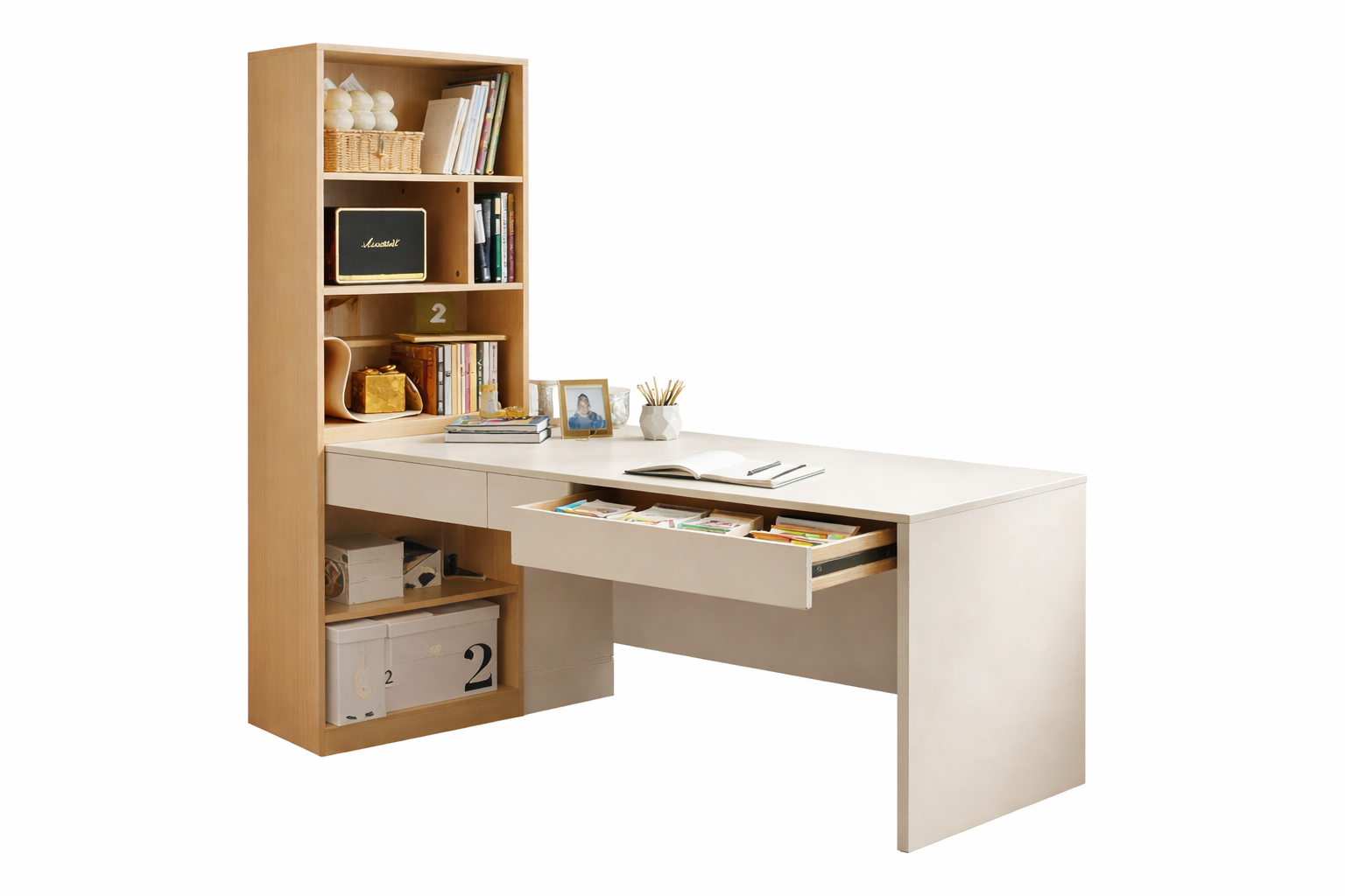 Nordic Smart Study Desk with Storage Shelf - Image 2
