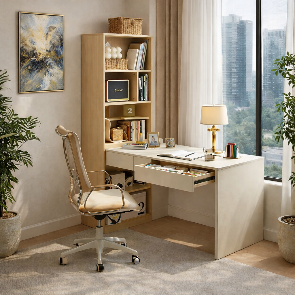 Nordic Smart Study Desk with Storage Shelf